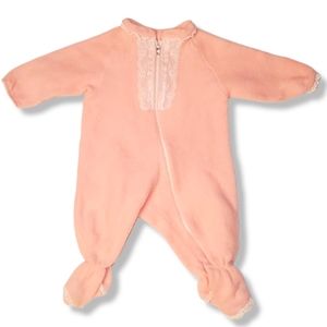 #F Vintage Pink Girls Baby Clothes 3 Months Footed Pajamas One Piece